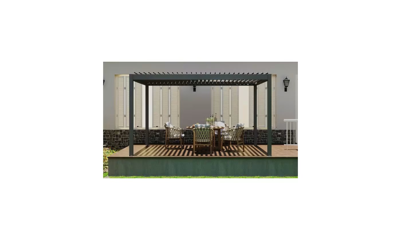Motorisierte bioklimatische Alu-Pergola Windsor 4x4m 44N Anthrazit – Bild 3
