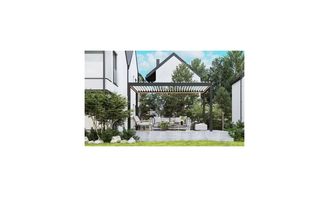 Motorisierte bioklimatische Alu-Pergola Windsor 4x4m 44NB Anthrazit & weiß – Bild 2