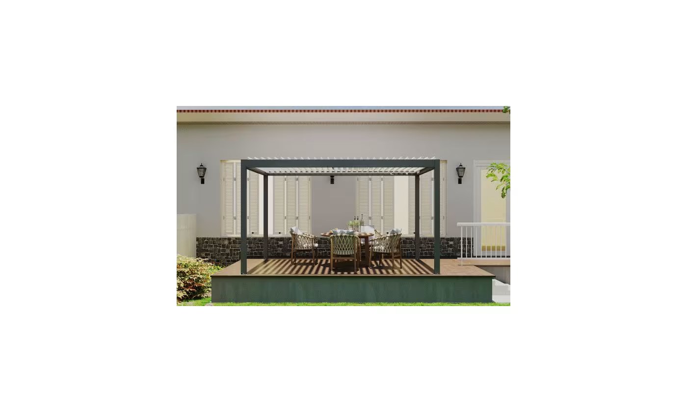 Motorisierte bioklimatische Alu-Pergola Windsor 4x4m 44NB Anthrazit & weiß – Bild 4