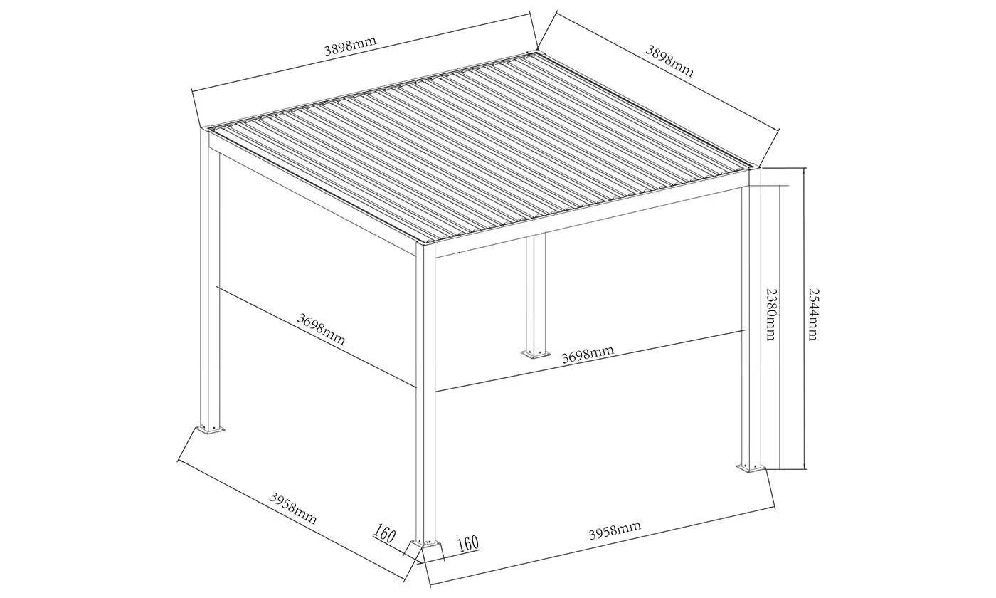 Motorisierte bioklimatische Alu-Pergola Windsor 4x4m 44NB Anthrazit & weiß – Bild 6