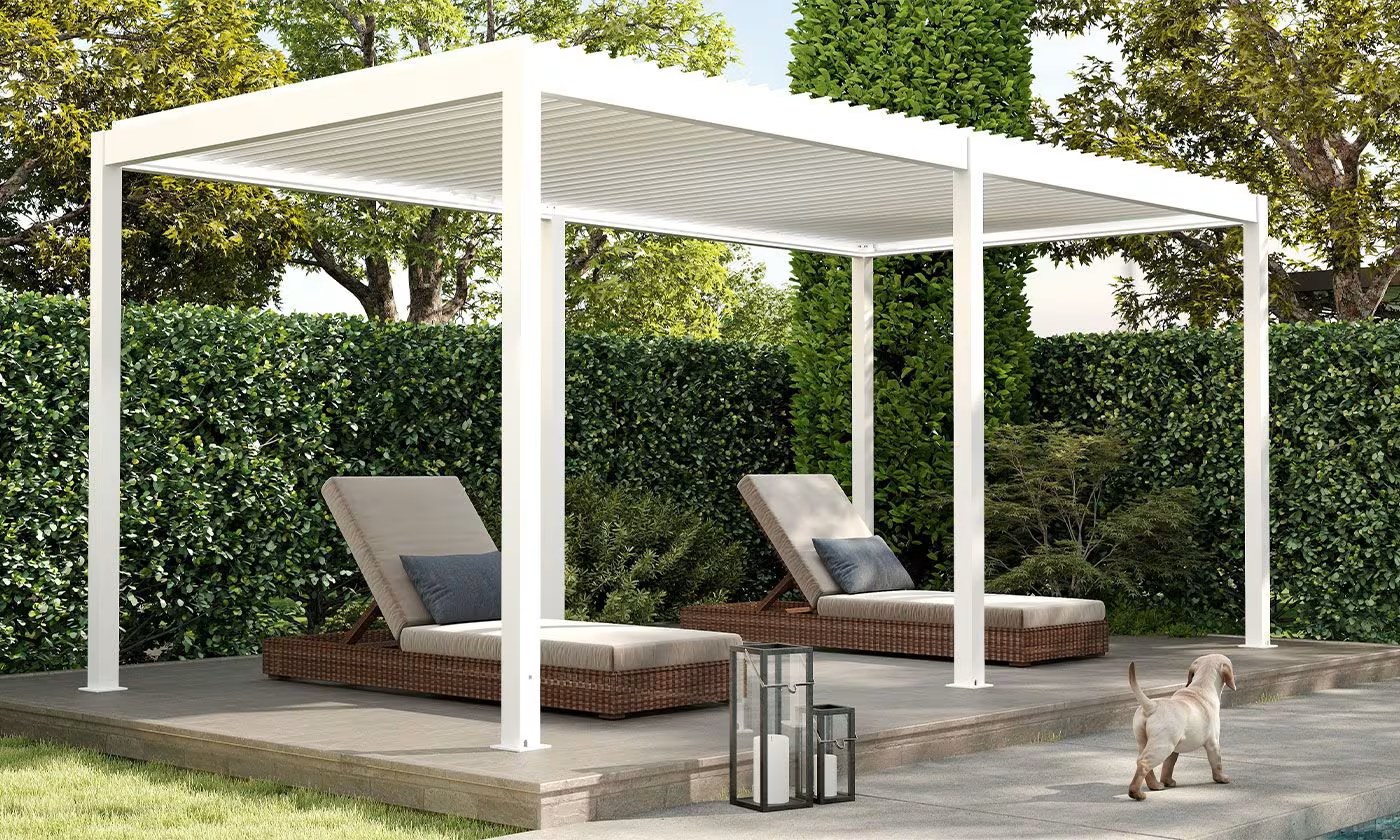 Motorisierte bioklimatische Alu-Pergola Windsor 5.8x3m 36B weiß