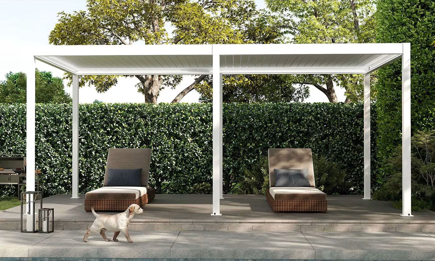 Motorisierte bioklimatische Alu-Pergola Windsor 5.8x3m 36B weiß – Bild 2