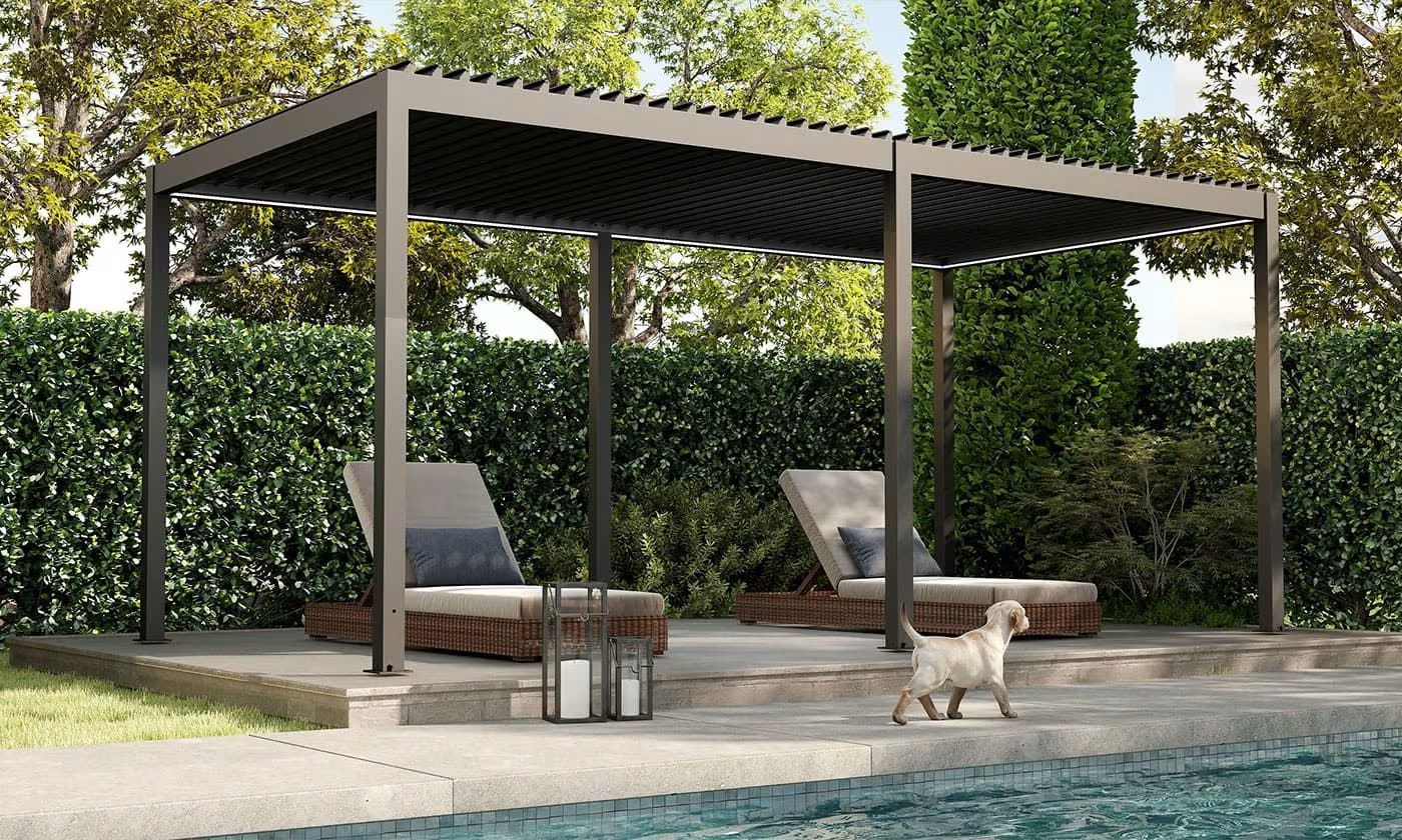 Motorisierte bioklimatische Alu-Pergola Windsor 5.8x3m 36N Anthrazit – Bild 3