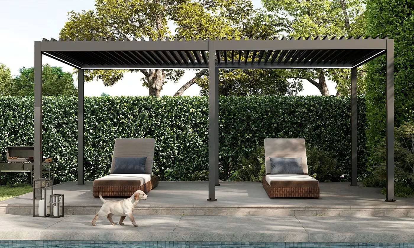 Motorisierte bioklimatische Alu-Pergola Windsor 5.8x3m 36N Anthrazit – Bild 5