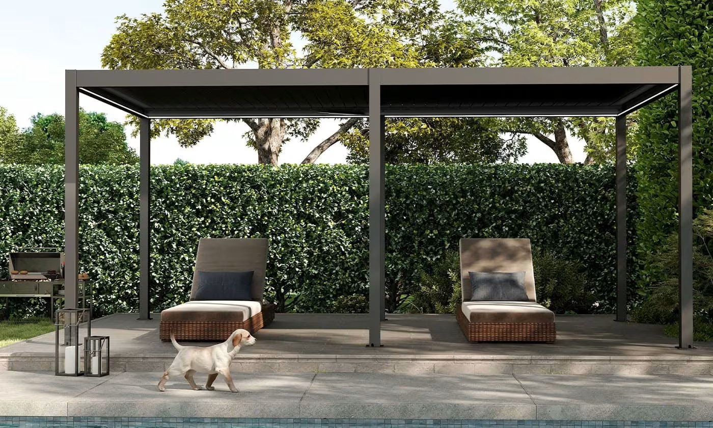 Motorisierte bioklimatische Alu-Pergola Windsor 5.8x3m 36N Anthrazit – Bild 7