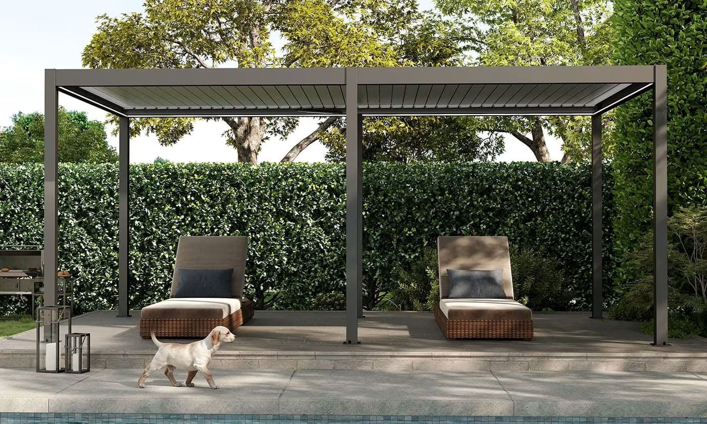 Motorisierte bioklimatische Alu-Pergola Windsor 5.8x3m 36NB Anthrazit & weiß – Bild 2