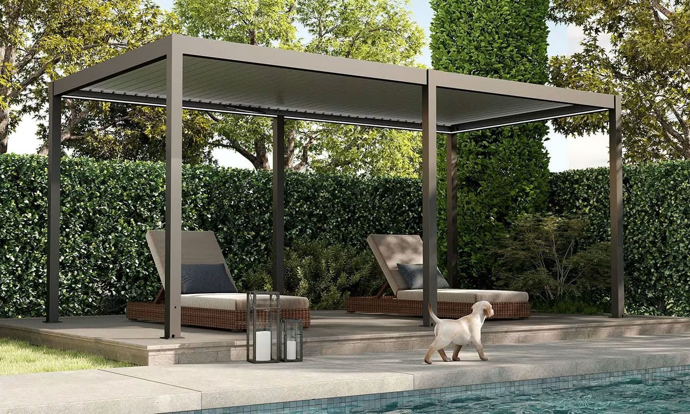 Motorisierte bioklimatische Alu-Pergola Windsor 5.8x3m 36NB Anthrazit & weiß – Bild 3