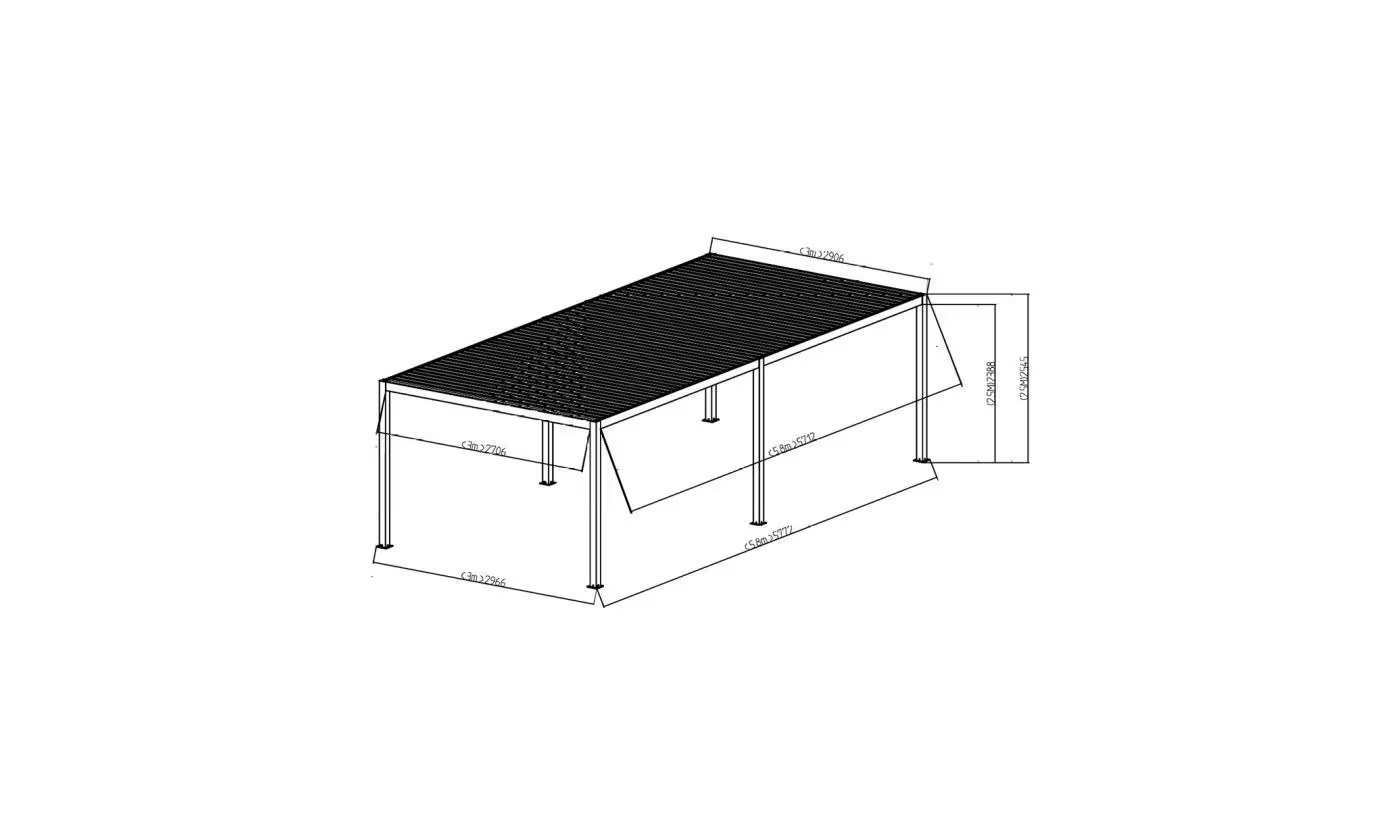 Motorisierte bioklimatische Alu-Pergola Windsor 5.8x3m 36NB Anthrazit & weiß – Bild 9