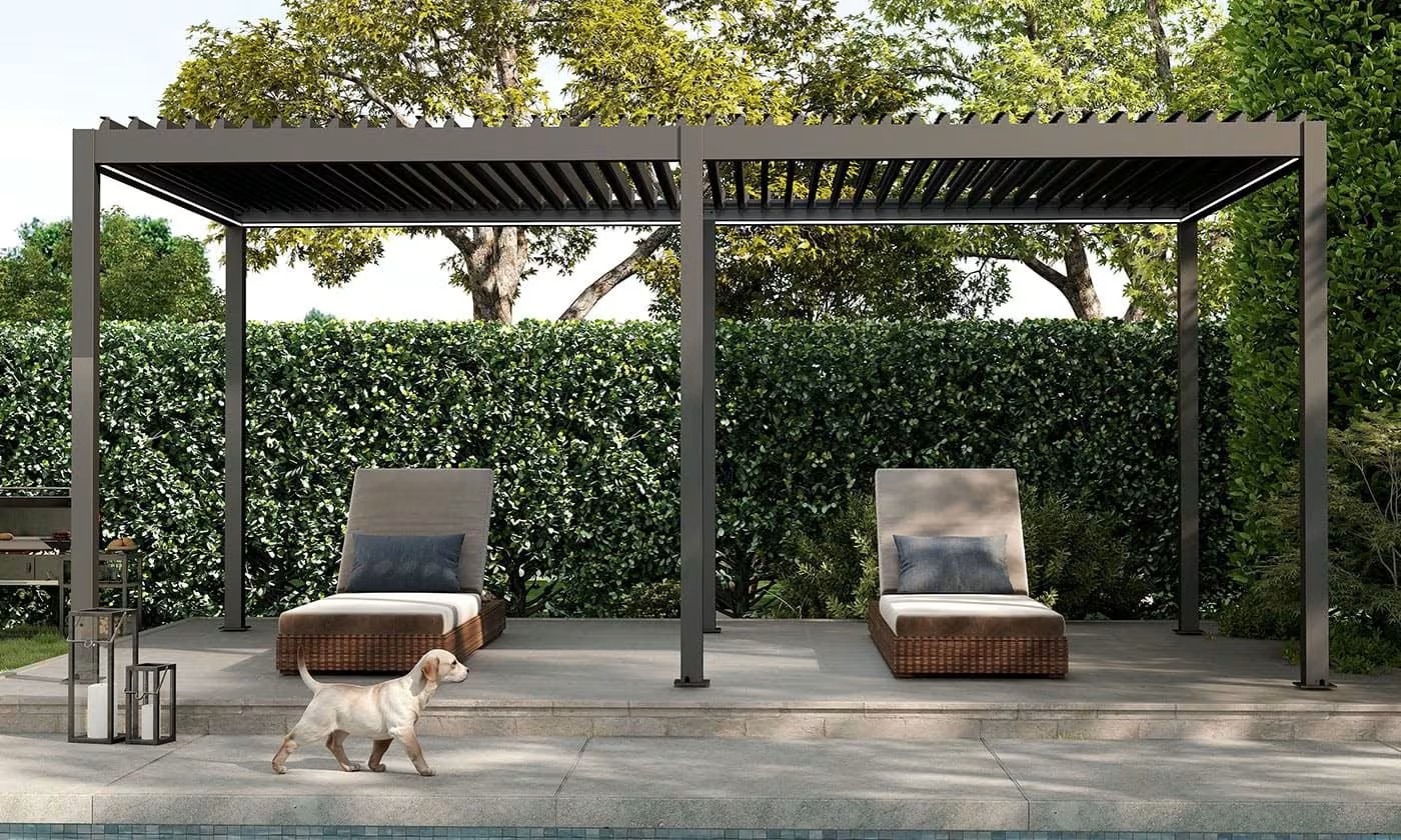 Motorisierte bioklimatische Alu-Pergola Windsor 6x4m 46N Anthrazit – Bild 3