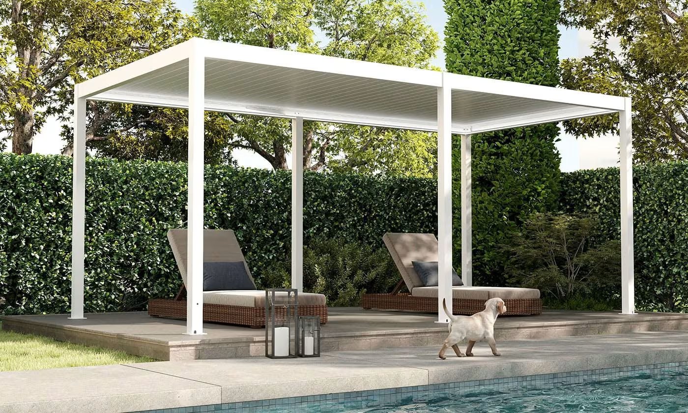 Motorisierte bioklimatische Alu-Pergola Windsor 6x4m 46B weiß – Bild 4