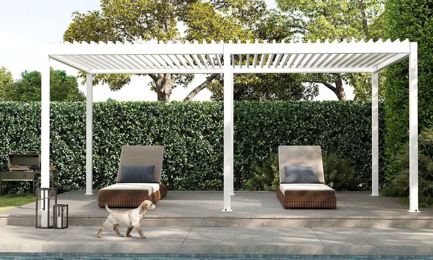 Motorisierte bioklimatische Alu-Pergola Windsor 6x4m 46B weiß – Bild 5