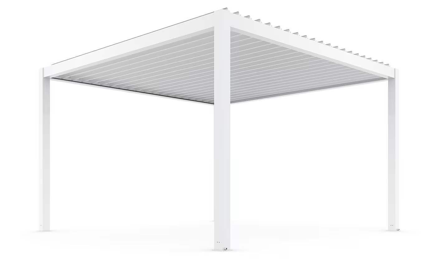 Motorisierte bioklimatische Alu-Pergola Cheverny 4x4m 44B weiß mit LED-Kit – 16m²