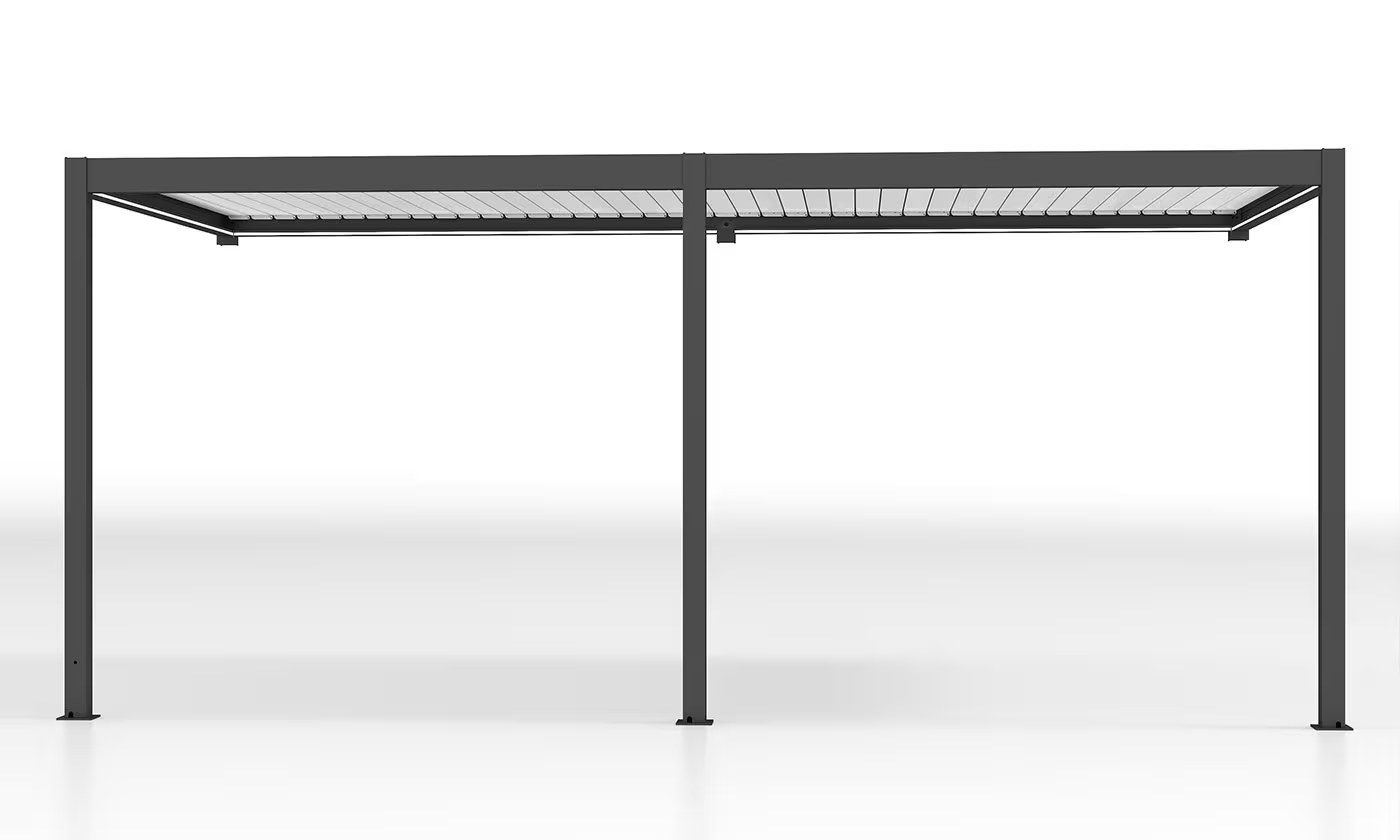 Motorisierte bioklimatische Anlehn-Pergola Alu Edinbourg 3×5.8m Anthrazit – Bild 5