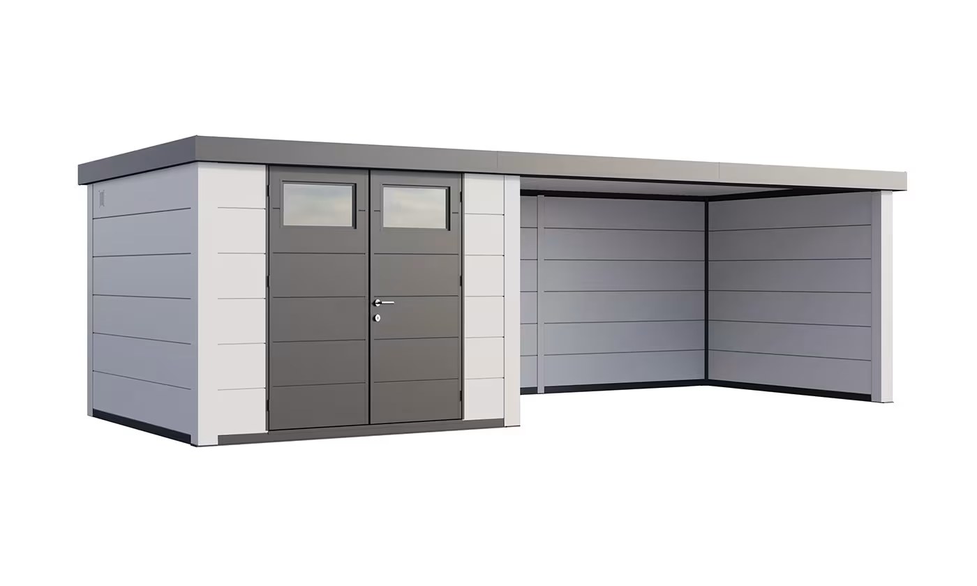 Metall-Gartenhaus Eléganto 3030 Weiß / Anthrazit | Telluria