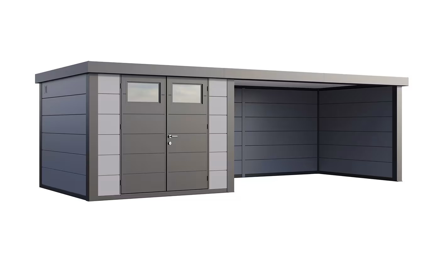 Metall-Gartenhaus Eléganto 3030 Hellgrau / Anthrazit | Telluria