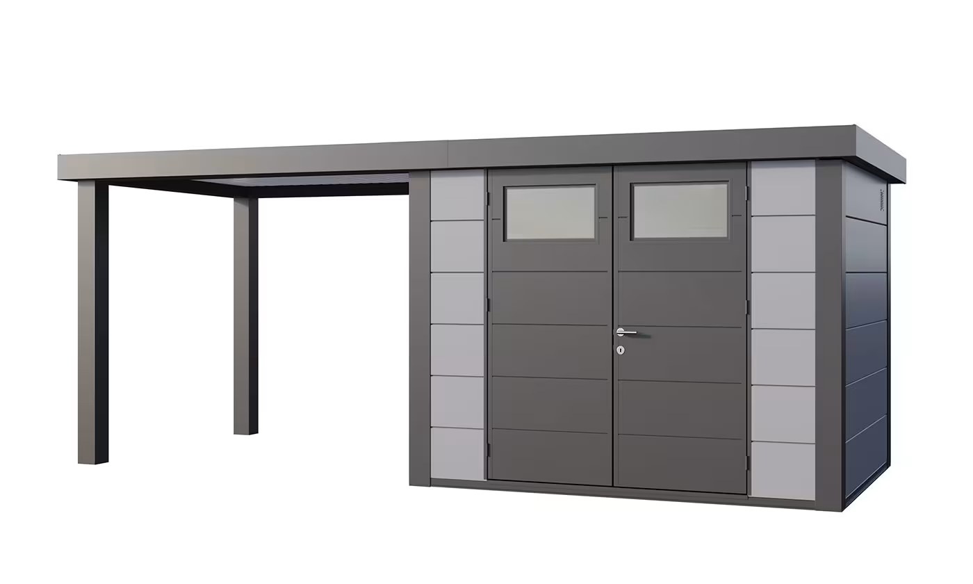 Metall-Gartenhaus Eléganto 3024 Hellgrau / Anthrazit | Telluria