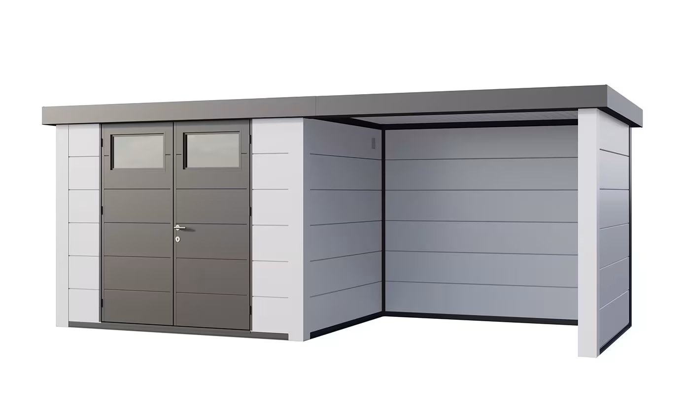 Metall-Gartenhaus Eléganto 3024 Weiß / Anthrazit | Telluria