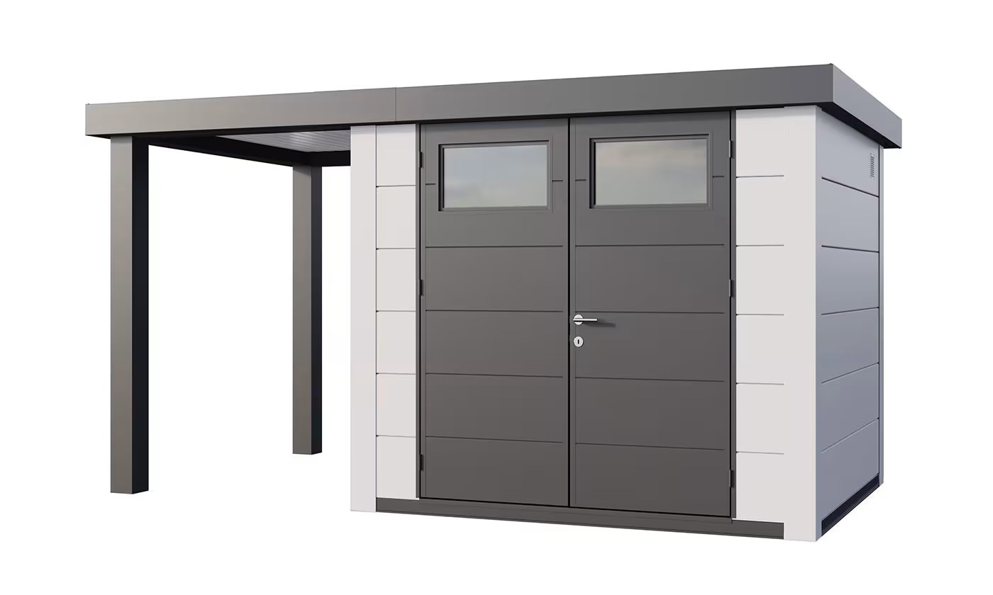 Metall-Gartenhaus Eléganto 2724 Weiß / Anthrazit | Telluria
