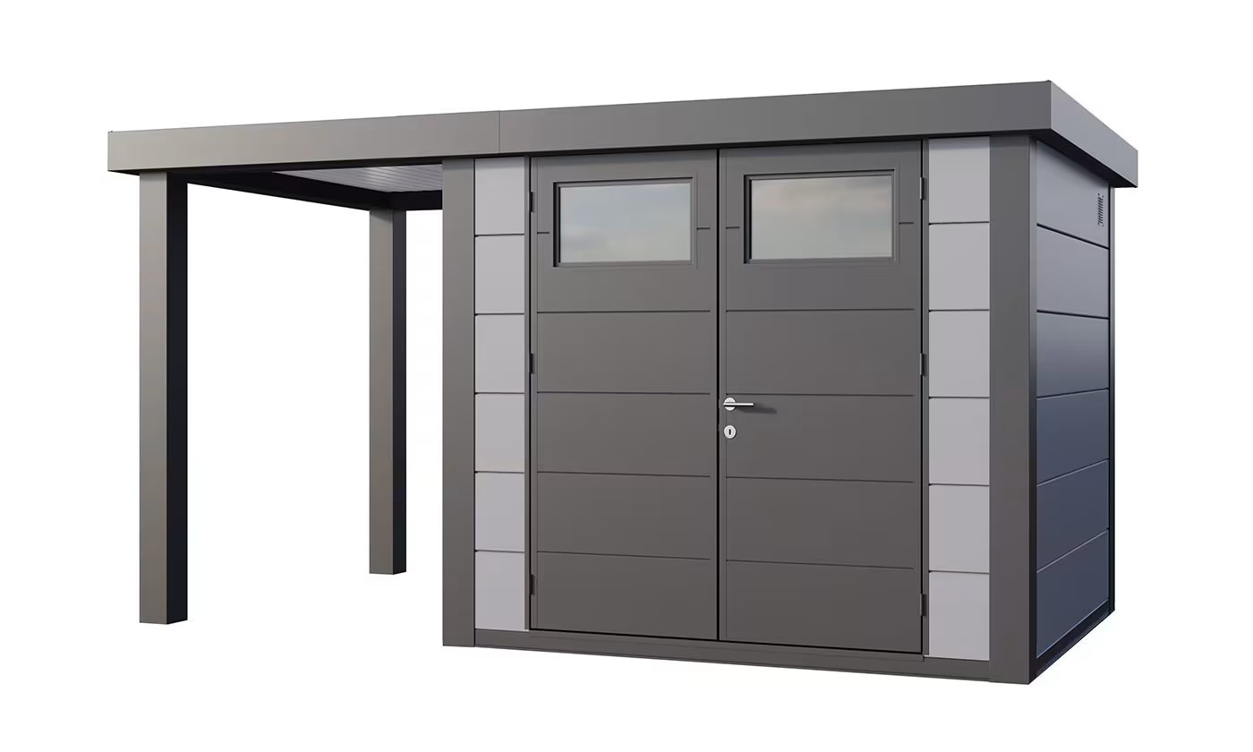 Metall-Gartenhaus Eléganto 2724 Hellgrau / Anthrazit | Telluria