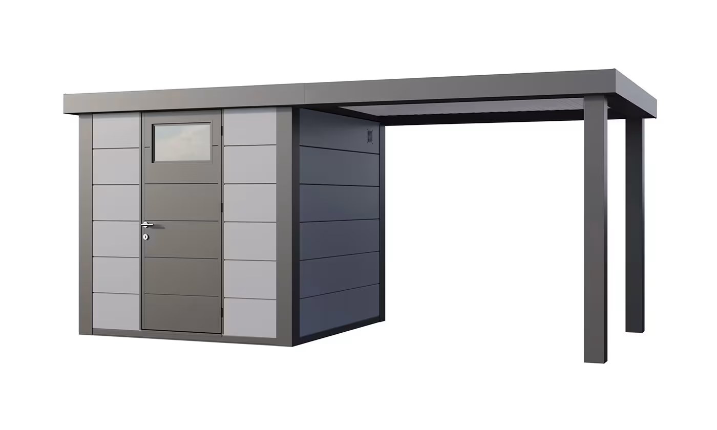 Metall-Gartenhaus Eléganto 2424 Hellgrau / Anthrazit | Telluria