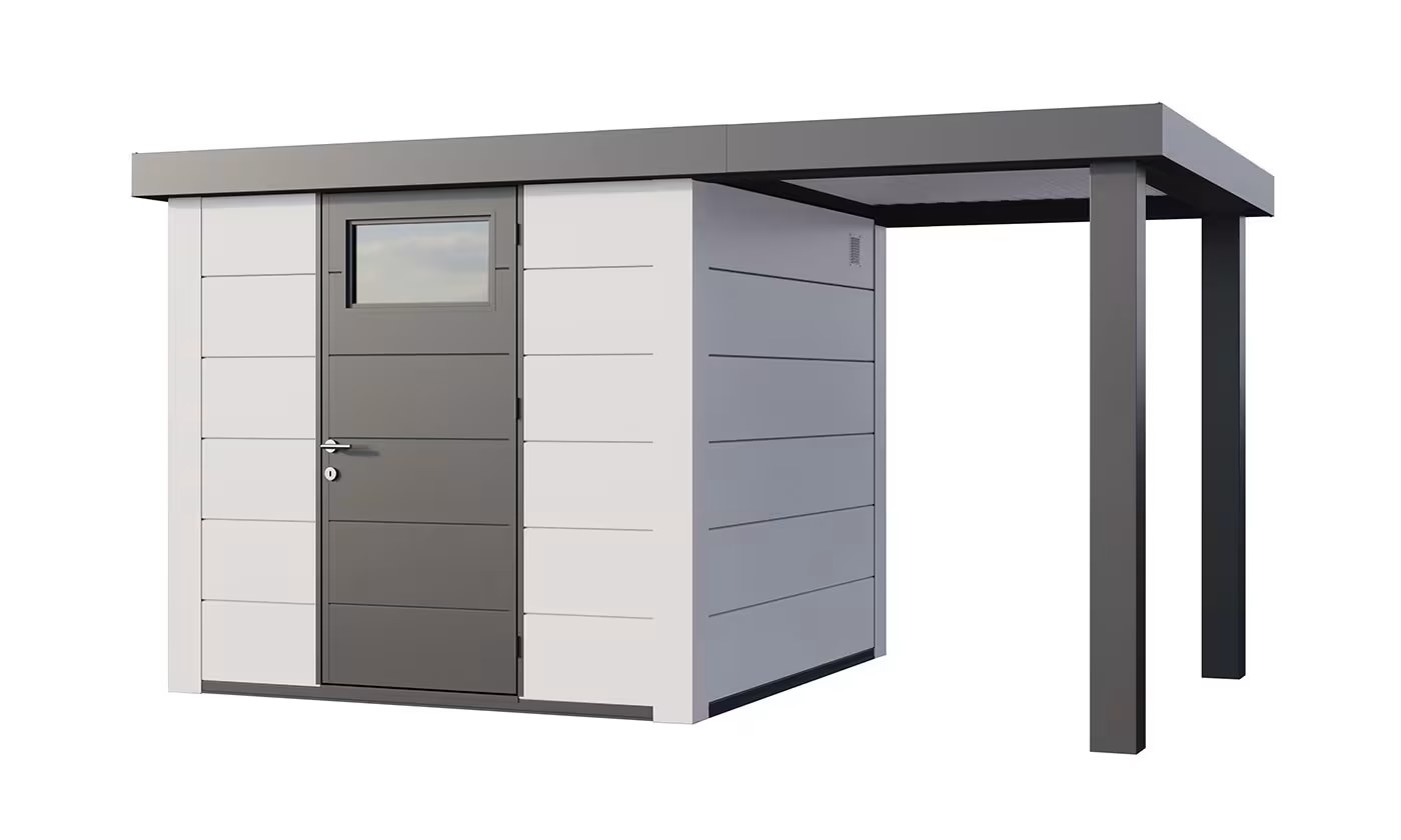Metall-Gartenhaus Eléganto 2424 Weiß / Anthrazit | Telluria