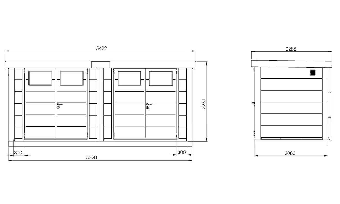 Metall-Gartenhaus Classico DUO / 2721 / Hellgrau – 522 × 208 cm – 10,86 m² – Bild 3