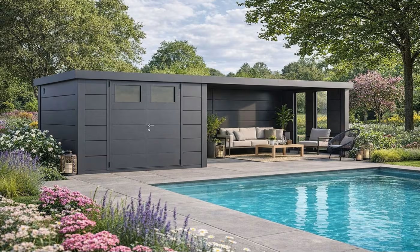 Metall-Gartenhaus Eléganto 3330 Lounge XL Anthrazit | Telluria – Bild 3
