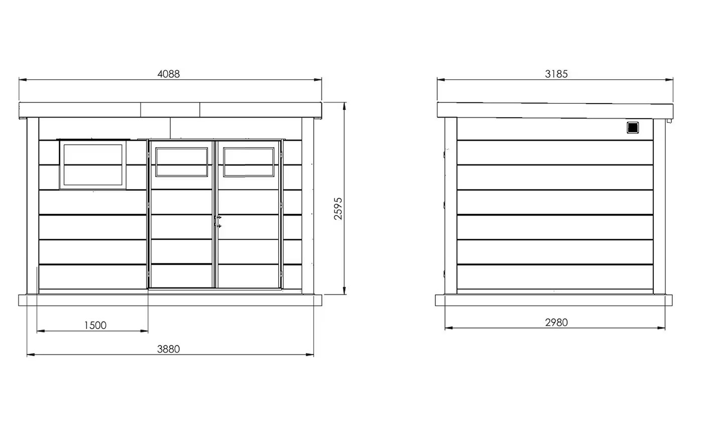 Metall-Gartenhaus Eléganto / Classico / 3930+ mit Festfenster / Anthrazit 388 x 298 | Premium Metall-Gartenhaus Telluria – Bild 2