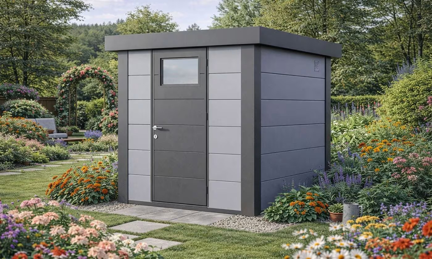 Metall-Gartenhaus Eléganto / Classico / 2424 / Hellgrau 238 x 238 | Premium Metall-Gartenhaus Telluria – Bild 4