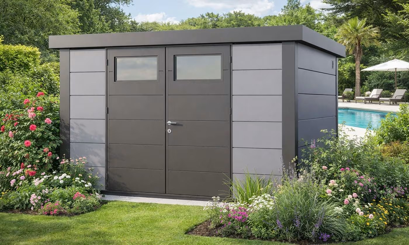Metall-Gartenhaus Eléganto / Classico / 3330 / Hellgrau 328 x 298 | Premium Metall-Gartenhaus Telluria – Bild 4
