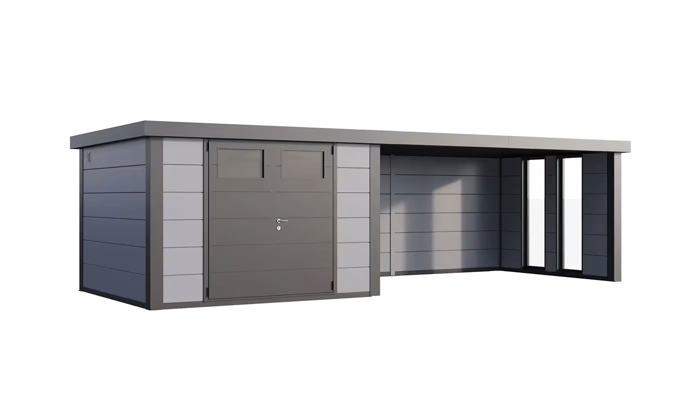 Metall-Gartenhaus Eléganto 3330 Hellgrau / Anthrazit | Telluria