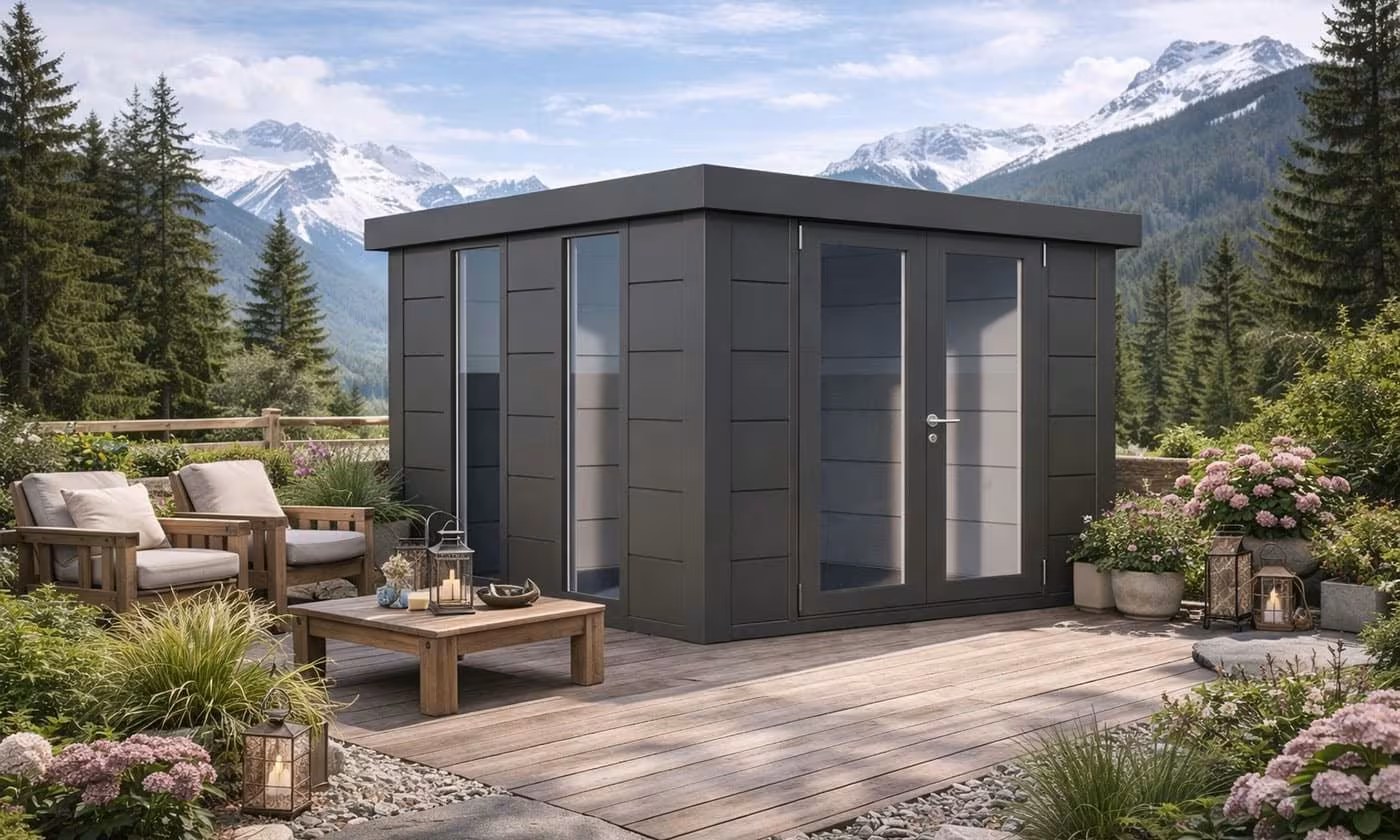 Metall-Gartenhaus Telluria Luminato 3030 Anthrazit 298×298 cm – Bild 4