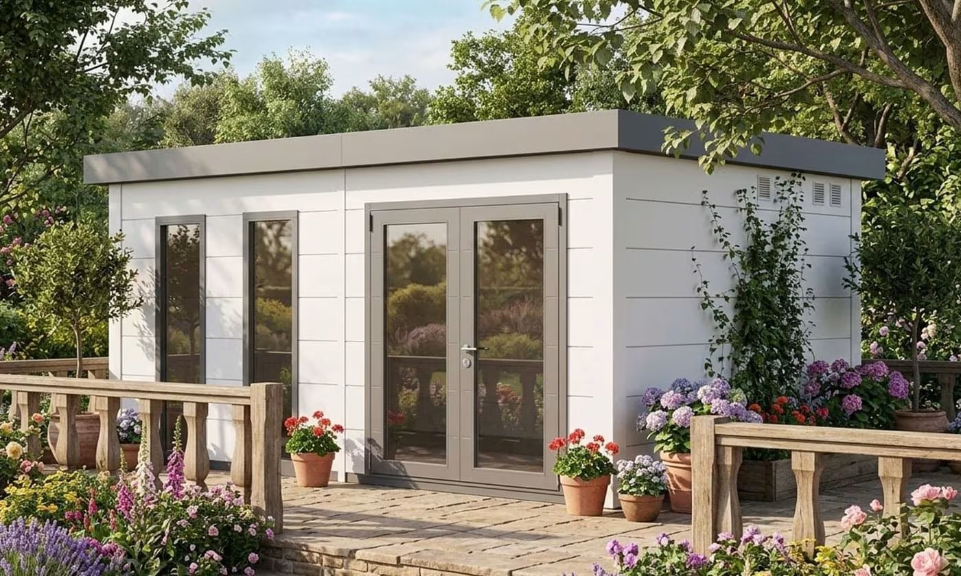 Metall-Gartenhaus Telluria Luminato 5436+ Weiß 538×358 cm – Bild 4