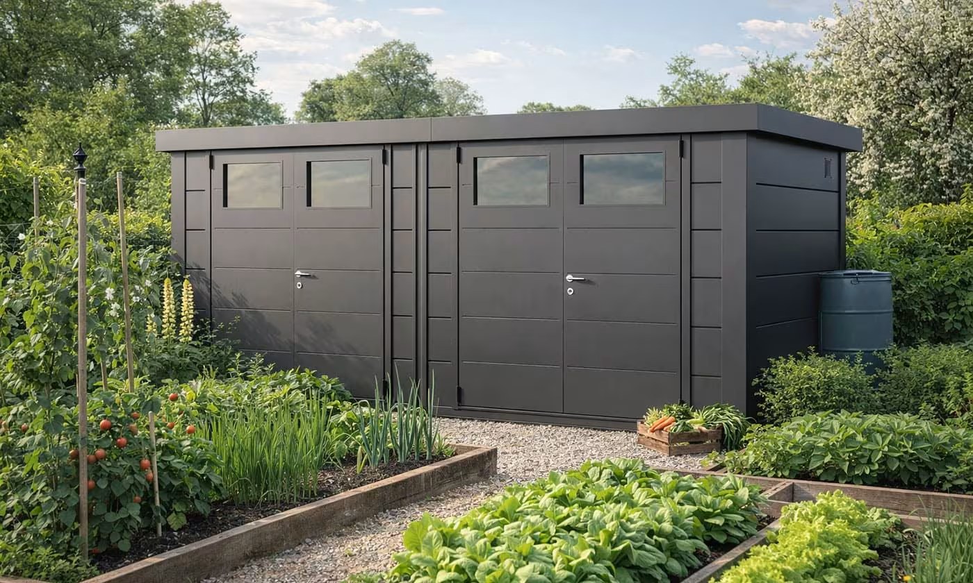 Metall-Gartenhaus Classico DUO / 2721 / Anthrazit – 522 × 208 cm – 10,86 m² – Bild 4