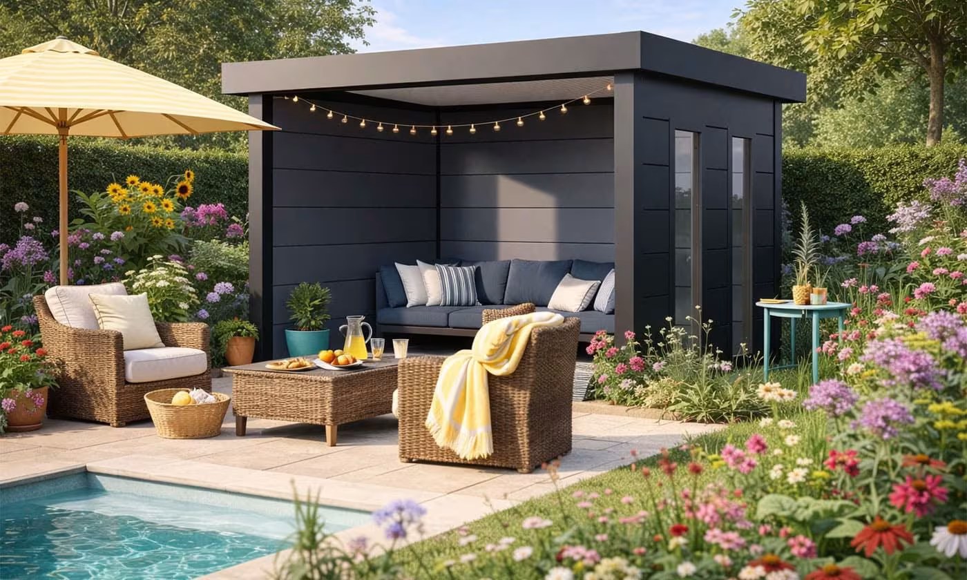 Metall-Poolhaus Singolo 3630 Anthrazit Fenster | Telluria – Bild 6