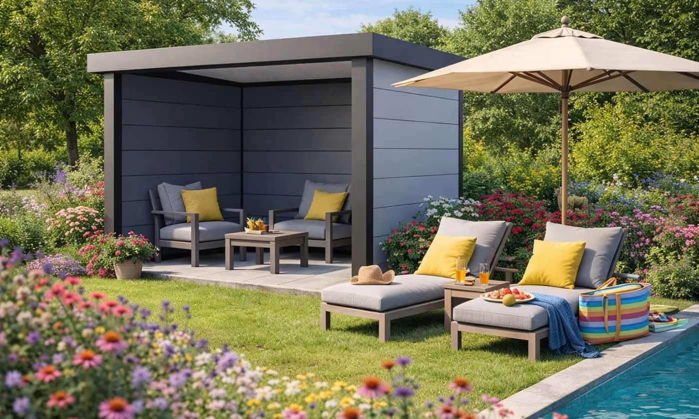 Metall-Poolhaus Singolo 3630 Weiß | Telluria – Bild 5