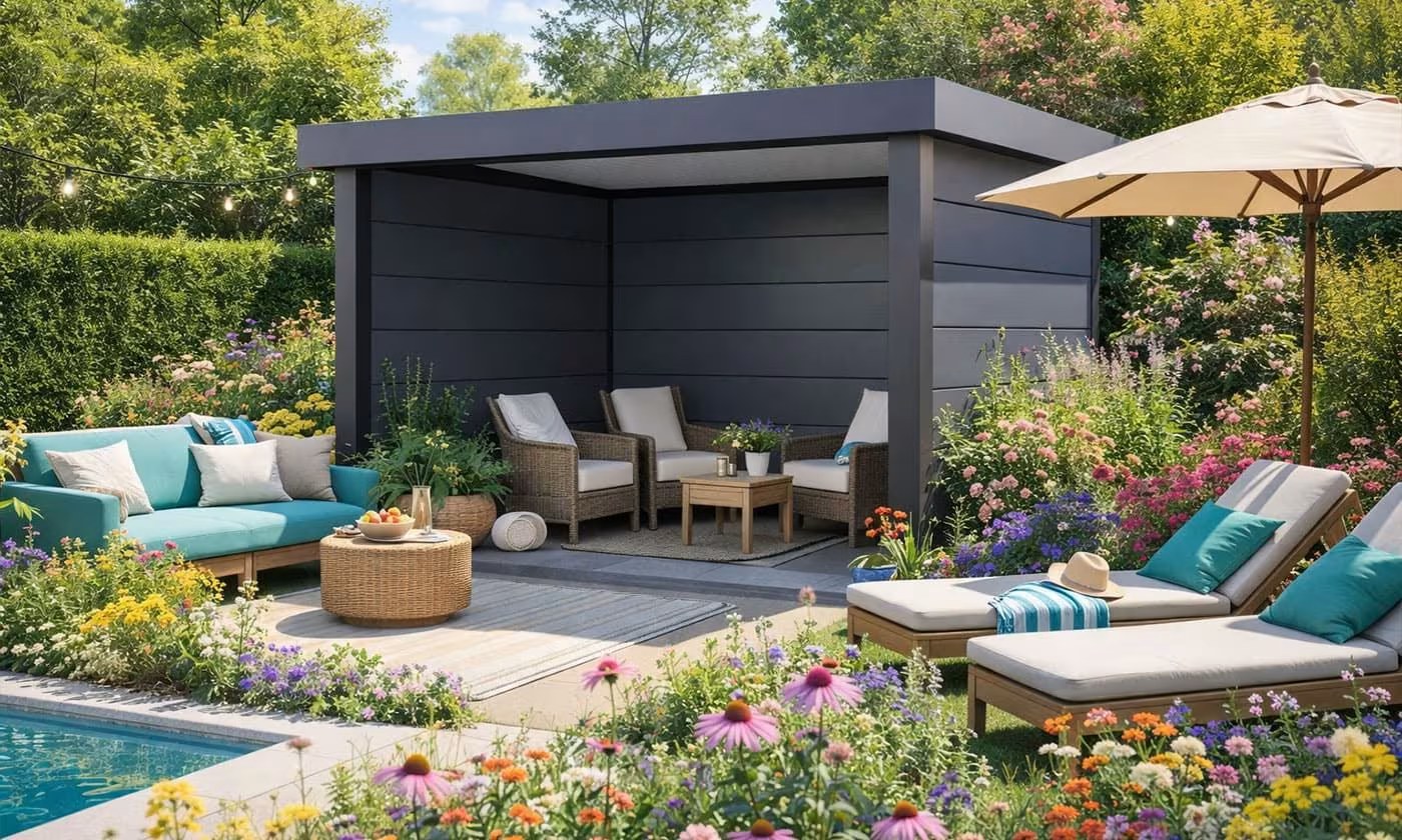 Metall-Poolhaus Singolo 3630 Hellgrau | Telluria – Bild 5