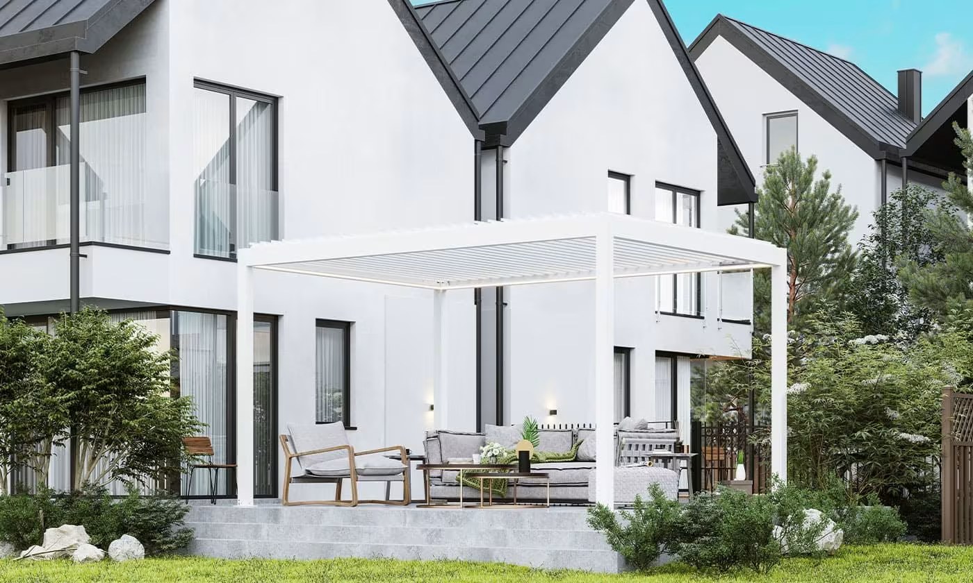 Motorisierte bioklimatische Alu-Pergola Windsor 3x4m 34B weiß – Bild 4