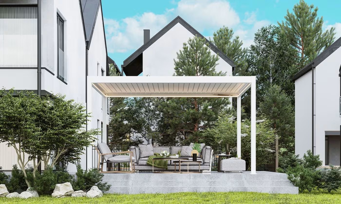 Motorisierte bioklimatische Alu-Pergola Windsor 3x4m 34B weiß – Bild 6