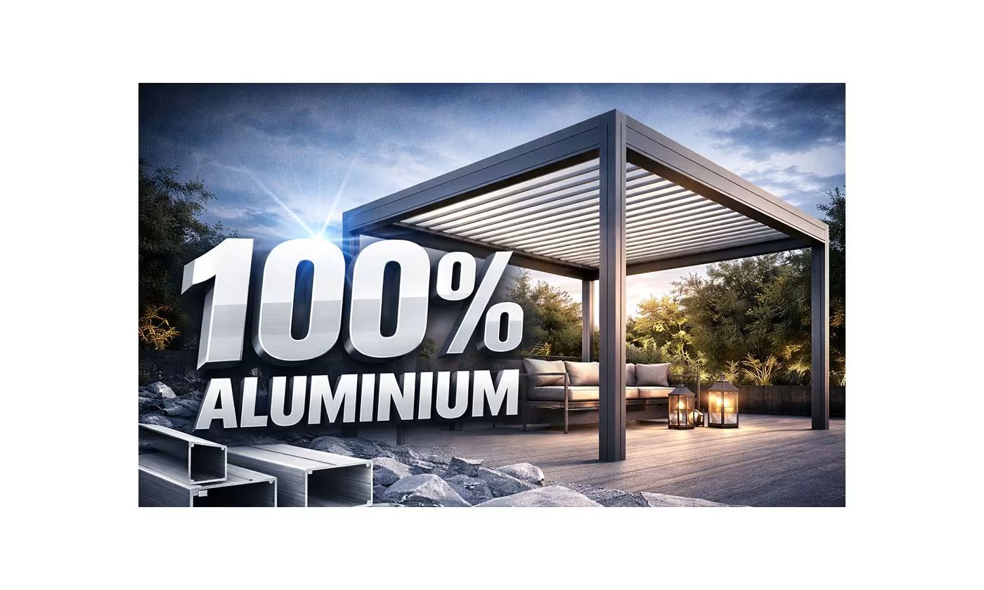 Motorisierte bioklimatische Anlehn-Pergola Alu Edinbourg 3x3m 33N Anthrazit – Bild 3