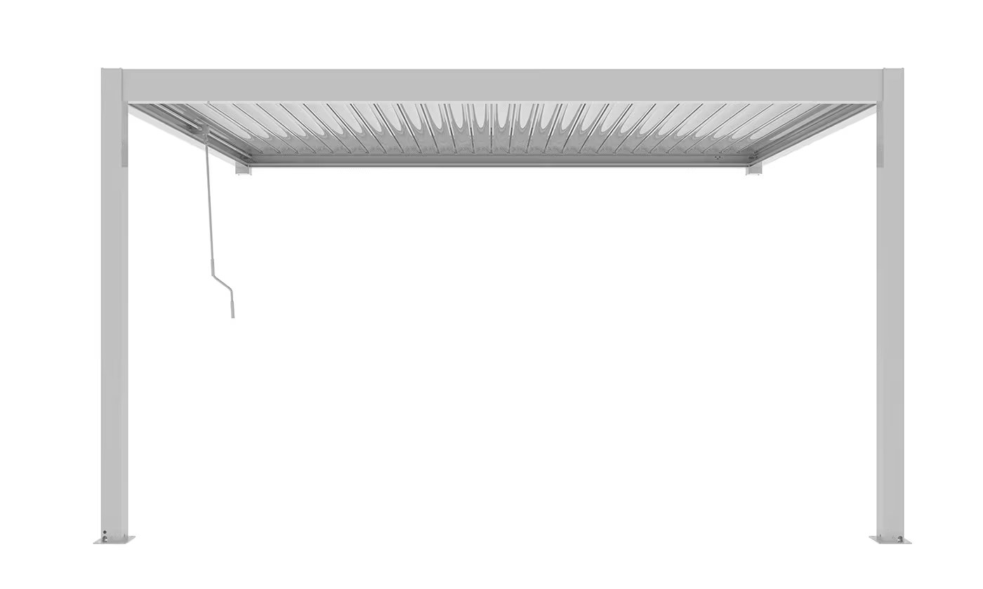 Manuelle bioklimatische Anlehn-Pergola Alu Chantilly 4x3m 34B weiß