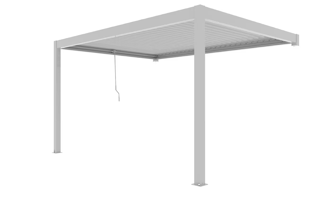 Manuelle bioklimatische Anlehn-Pergola Alu Chantilly 4x3m 34B weiß – Bild 3