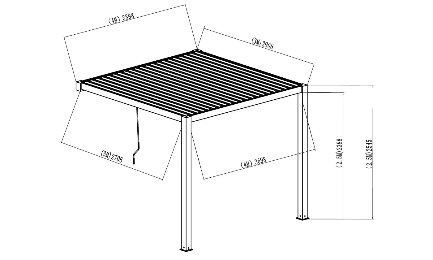 Manuelle bioklimatische Anlehn-Pergola Alu Chantilly 4x3m 34B weiß – Bild 7