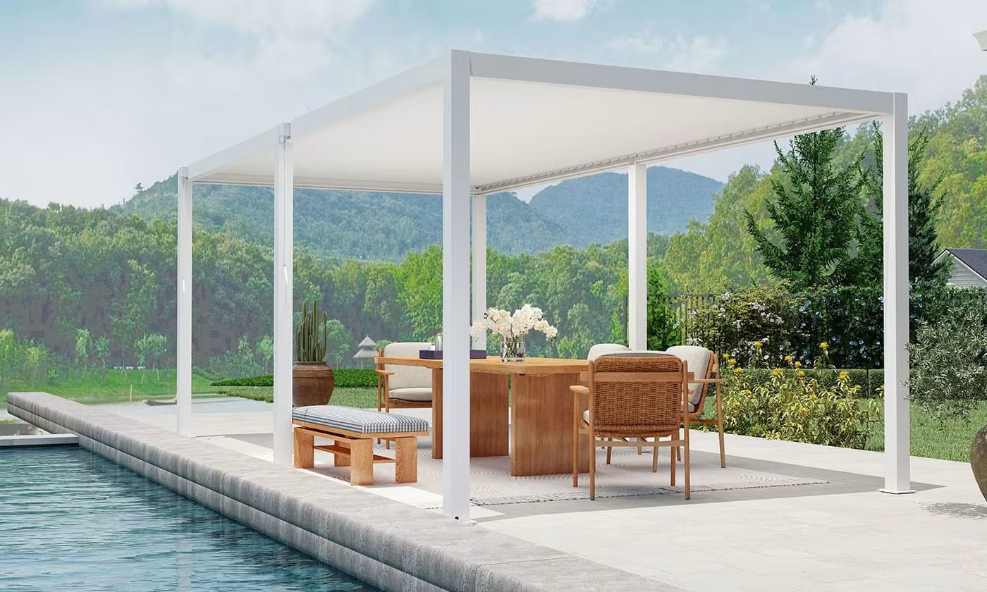 Manuelle bioklimatische Alu-Pergola Gaillard 6x4m 46B weiß – Bild 2