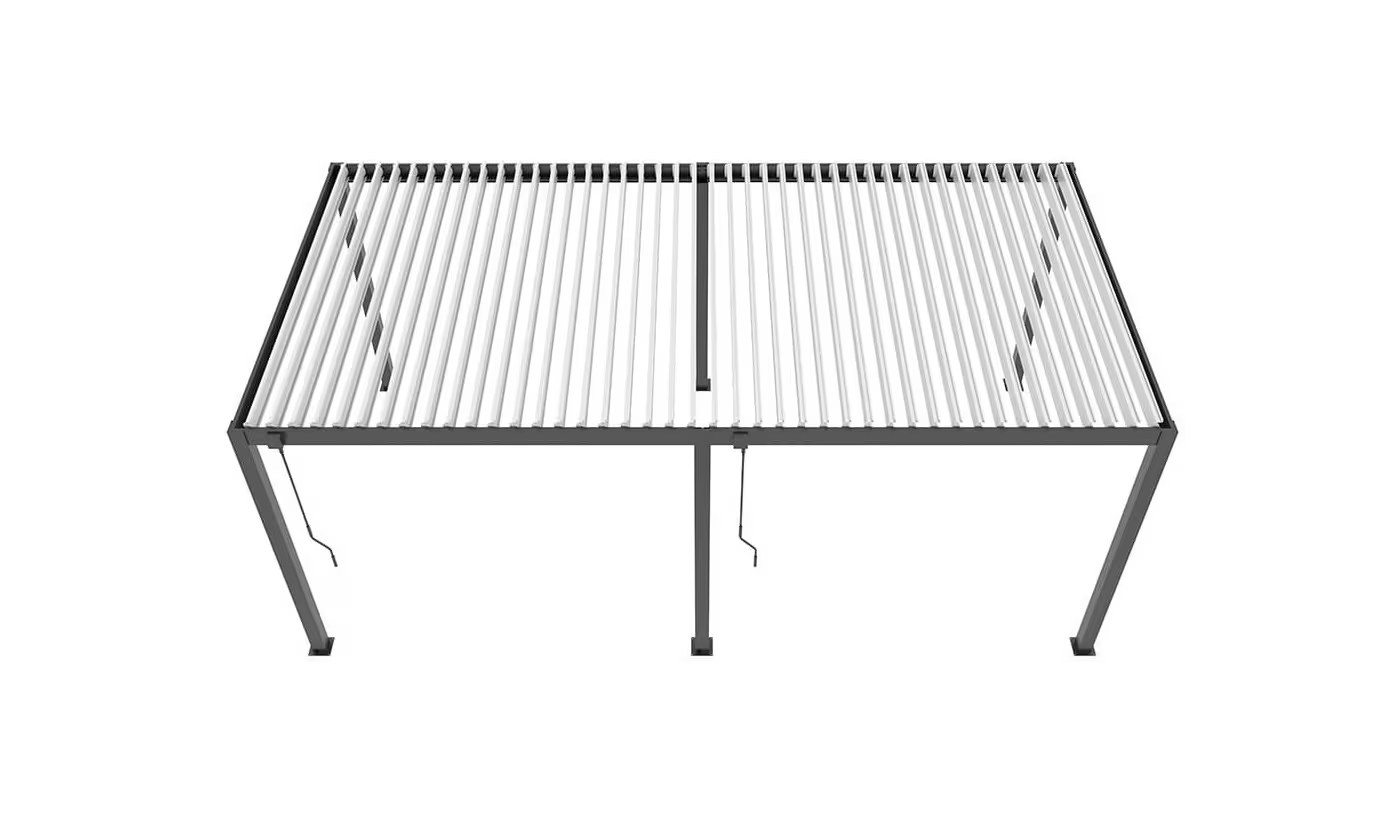 Manuelle bioklimatische Alu-Pergola Gaillard 6x4m 46NB Anthrazit & weiße Lamellen – Bild 6