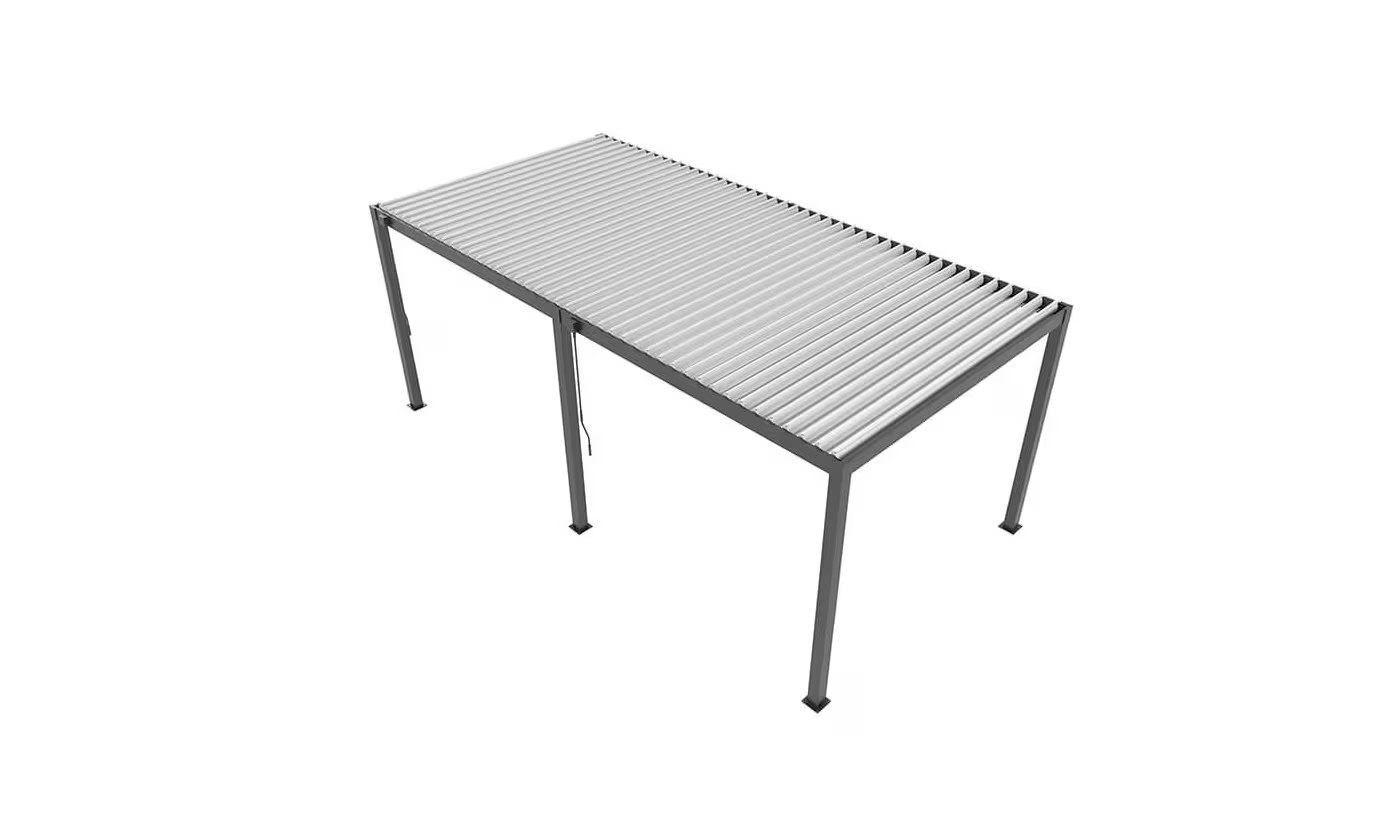 Manuelle bioklimatische Alu-Pergola Gaillard 6x4m 46NB Anthrazit & weiße Lamellen – Bild 7