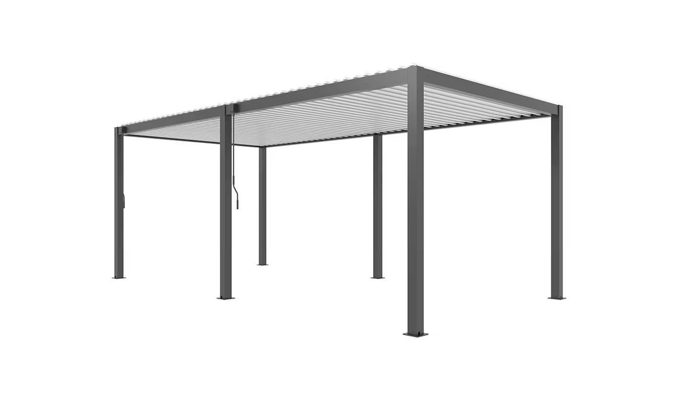 Manuelle bioklimatische Alu-Pergola Gaillard 6x4m 46NB Anthrazit & weiße Lamellen – Bild 8
