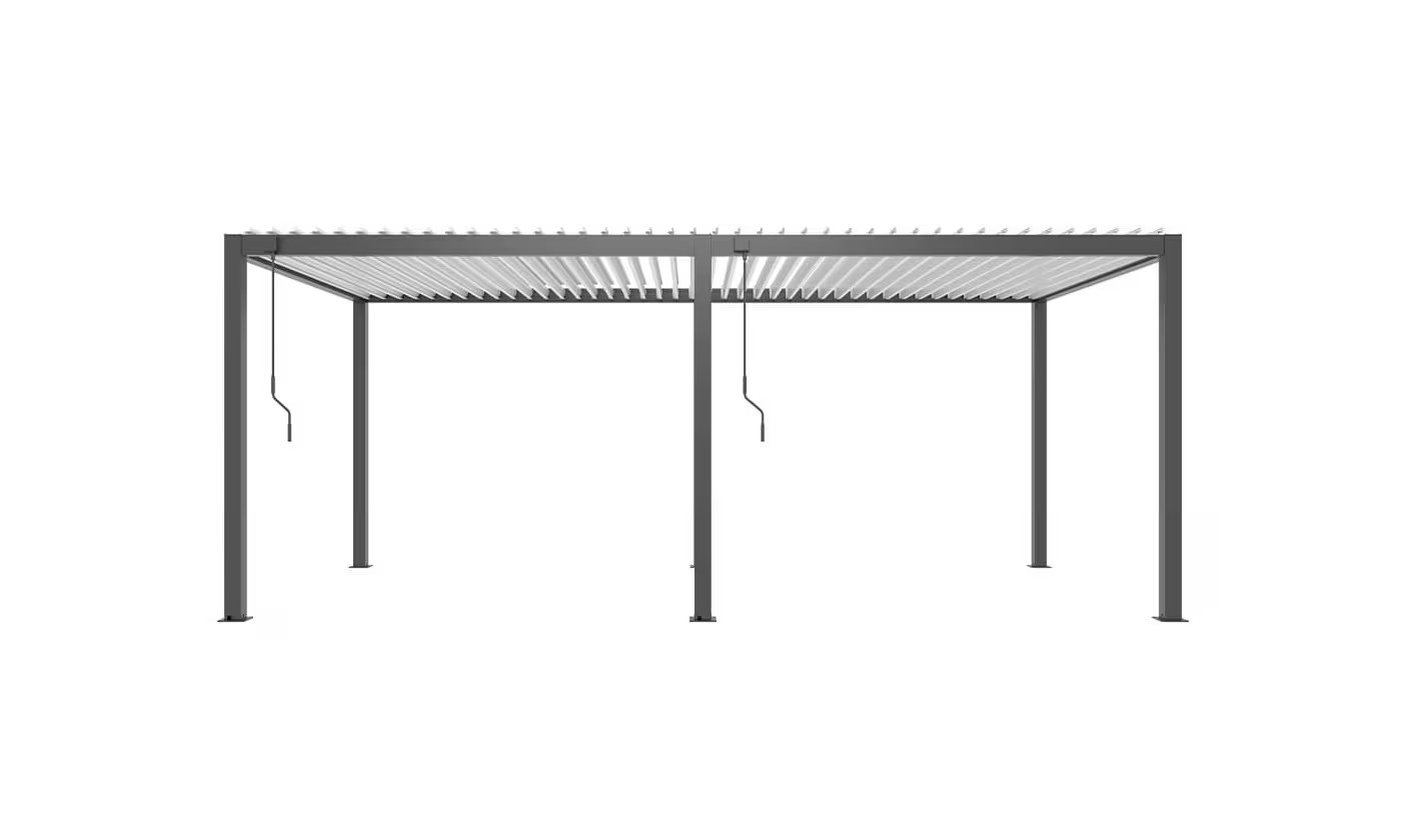 Manuelle bioklimatische Alu-Pergola Gaillard 6x4m 46NB Anthrazit & weiße Lamellen – Bild 9