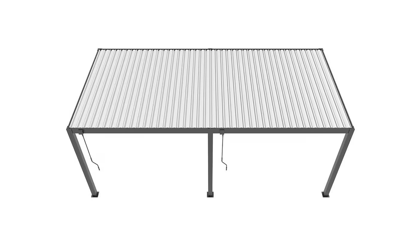 Manuelle bioklimatische Alu-Pergola Gaillard 6x4m 46NB Anthrazit & weiße Lamellen – Bild 10