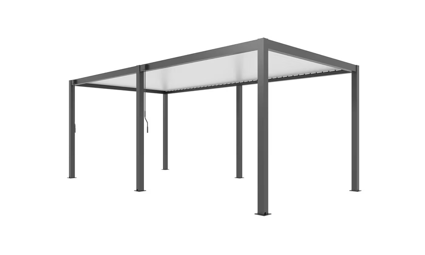 Manuelle bioklimatische Alu-Pergola Gaillard 6x4m 46NB Anthrazit & weiße Lamellen